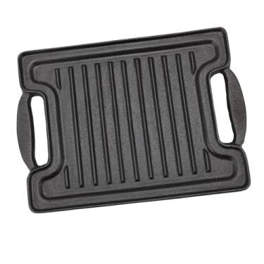 Imagem de Aramox Placa de Grelhar para Churrasco Em Ferro Fundido, Retangular para Aquecimento Uniforme Grelhar Carnes e Frutos do Mar Com Superfície Espessada para Cozimento Consistente