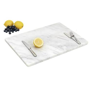 Imagem de Tábua de massa de mármore natural italiano, 40 x 50 cm, tábua de corte de pedra resistente para amassar, assar, enrolar e servir - Branca de neve