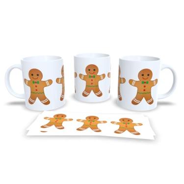 Imagem de Caneca de Cerâmica com Decoração Natalina, 325ml, Branca com Bolas de Natal em Vermelho, Azul e Verde, Design de Flocos de Neve (17)