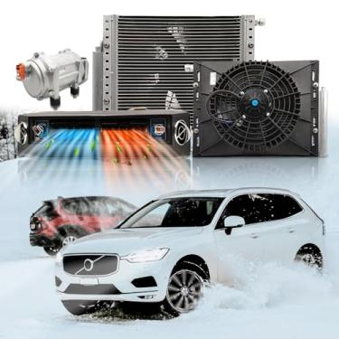 Imagem de Combo de aquecedor de ar condicionado sob o painel de 12 V CC, 10.0000 BTU unidade de aquecimento de ar condicionado universal de 12 V, kit de ar condicionado subterrâneo de 12 V com compressor