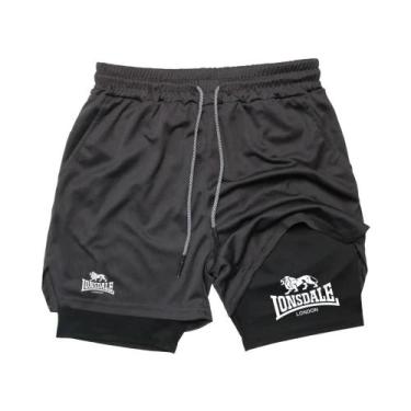 Imagem de Shorts Masculinos 2 Em 1 Para Corrida E Treino Com Compressão, Bolso P