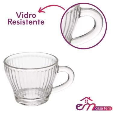 Imagem de Xícara De Café Morocco Lines Vidro Transparente 90ml Em Casa Tem