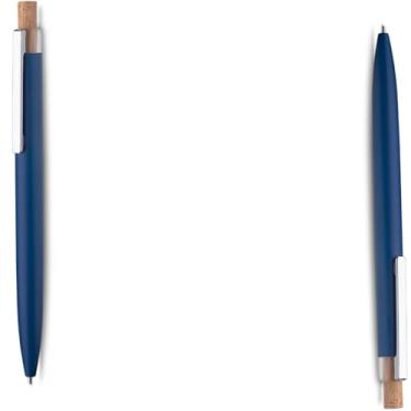 Imagem de Caneta Moderna Esferográfica em Bambu com Detalhes Cinza Fosco, Ponta Touch, Escrita Azul 0.7mm, Ambidestra (Kit 2 Azul ;)