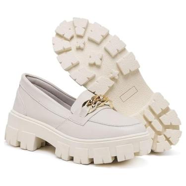 Imagem de Mocassim Feminino Tratorado Sola Alta Oversize com Corrente Dourada Estilo Moderno Confortavel