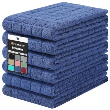 Imagem de Homaxy Toalhas de cozinha de algodão premium 40,6 cm x 71,1 cm, grande toalha de prato natural girada 390 GSM, toalhas de mão de cozinha felpudas super absorventes, toalha de chá macia com laço para