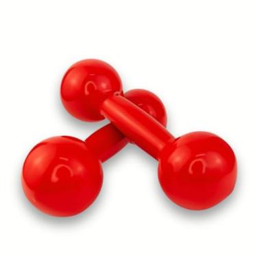Imagem de Halter Par 5Kg Cor Vermelho Treino Musculação Fisioterapia