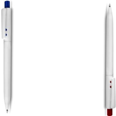 Imagem de Caneta Esferográfica Retrátil Executiva, Metal e Plástico, Escrita Azul, Acabamento Fosco, Grip Metálico, 0.7mm, Cilíndrica, Para Escrita Geral, 14cm (Azul e Vermelho)