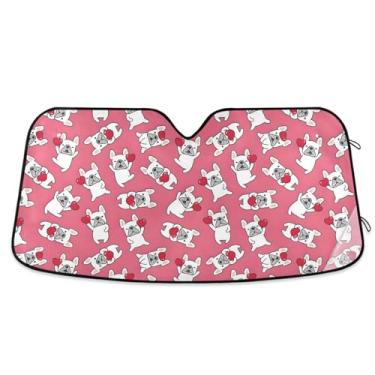 Imagem de Toldo de sol para cães buldogue francês dia dos namorados pára-brisa carro proteção UV janela frontal sombra solar pequeno