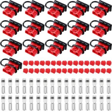 Imagem de Copkim Kit de plugue de conexão rápida/desconexão de bateria 50 A, compatível com cabos de bateria 6-12AWG, conector universal 12-36V para carro, guincho, reboque