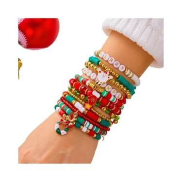 Imagem de Conjunto De Pulseiras De Natal 12 Peças Papai Noel Rena Árvore De Nata