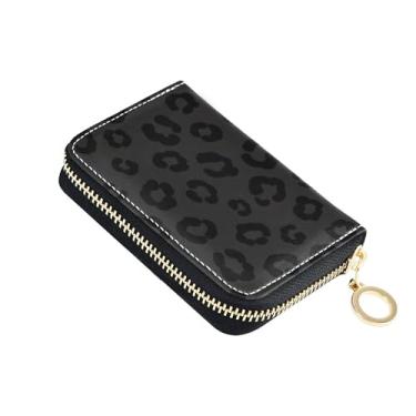 Imagem de Carteira feminina à prova d'água com zíper ao redor do porta-cartão de crédito com bloqueio de RFID, pontos pretos, estampa cinza, porta-moedas, carteira com zíper