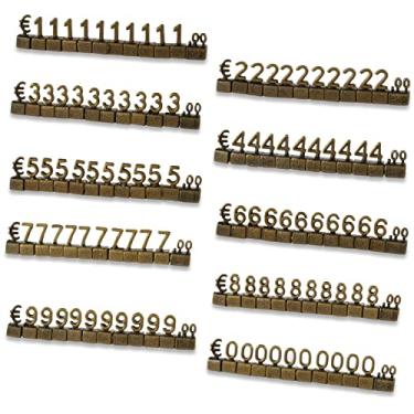 Imagem de Boxonly 20 peças etiqueta de preço digital EUR € preço 3D prateleiras de metal kit cubo ajustável etiquetas para exibição de relógios loja escritório exibição bronze