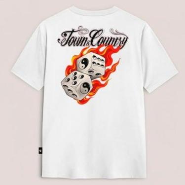 Imagem de Camiseta Town & Country Oversized Dice On Fire Branco-Masculino