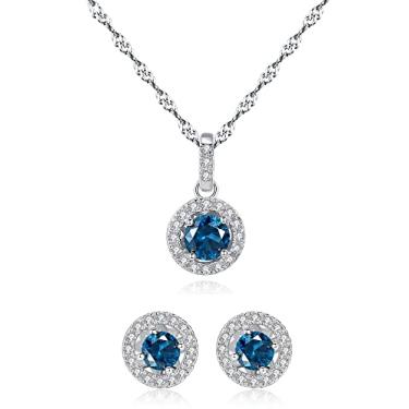 Imagem de Gdirection Brincos de prata esterlina 925 CZ Halo Simulação de Pedra Preciosa Pingente Brincos para Mulheres, Zircônia Cúbica Corte Redondo Nano Vermelho Rubi / Esmeralda Verde/Pedra do mês de