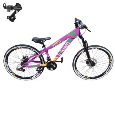 Imagem de Bicicleta 26 VikingX T25 21v Freeride Cambio Traseiro Shimano Freio Disco Pneu faixa Branca1.50-Unissex