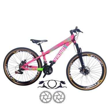 Imagem de Bicicleta 26 VikingX T25 21v Freios Hidraulicos Freeride Pneu Aro 26 Balão Faixa Amarela-Unissex
