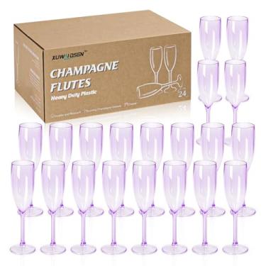 Imagem de XUWAIDSGN 24 peças taças de champanhe taças de vinho de plástico, taças de champanhe vintage, taças de bar de mimosa, 153 g para Natal, aniversário, casamento, noiva (24, roxo claro)