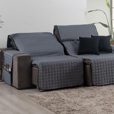 Imagem de Protetor De Sofá Assento 1,80m Retrátil Shield Dupla Face Hipercal 400 Fios 100% Poliéster - Cinza/preto