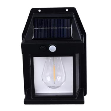 Imagem de Mingzhe Luz Solar Externa de Parede de Tungstênio Com Detecção Movimento Luz Montagem Externa para Decoração Parede Quintal (Preta)