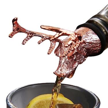 Imagem de Aerador de Vinho com Válvula Metal Animal Rolha para Garrafa Whiskey Borracha Silicone Aço Zinco Premium Final Retro Desmontável e Fácil Lavar Adequad