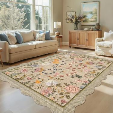 Imagem de GarveeHome Tapete de animal 22 x 30,5 cm para sala de estar, tapete floral moderno, lavável à máquina, antiderrapante, tapete marrom recortado, dormitório, casa, cobra, flor, tapete para quarto, sala