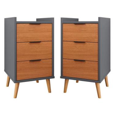 Imagem de Kit Com 2 Mesas De Cabeceira Quarto Estilo Retrô Mesa Lateral Decorati