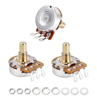 Imagem de Banworks Latão A250K+B250K M8 Rosca métrica de tamanho completo Potenciômetros de eixo sólido 1A2B Eixo curto (comprimento de 15 mm) Potenciômetros cônicos de áudio e linear para Epiphone Les Paul LP