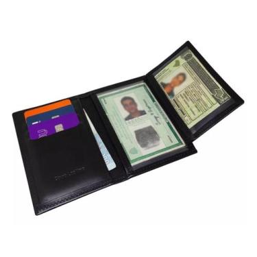 Imagem de Carteira Porta Cartão Masculina Couro Legitimo RG CNH - Cosenza, Preto