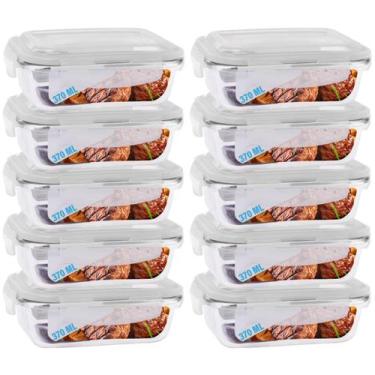 Imagem de Conjunto 10 Potes Vidro Hermético mantimentos marmita 370ml - PRATICAS