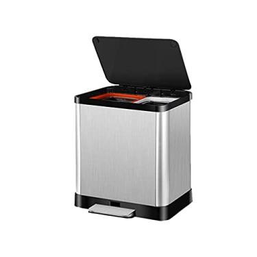 Imagem de pcagfaajmh Lixeira dupla com tampa lixeira de escritório lixeira para quarto, cozinha, sala de artesanato, escritório