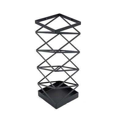 Imagem de 5sssallefaa Suporte de guarda-chuva para corredor, metal, guarda-chuva, guarda-chuva, prateleira, barril, base de entrada, bandeja de gotejamento longa e curta, branco (preto)
