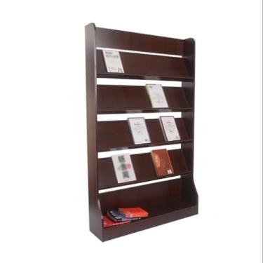 Imagem de KEG801302 Porta-revistas simples de chão Rack de exibição de informações de madeira armazenamento de publicidade rack de jornal escritório (médio)