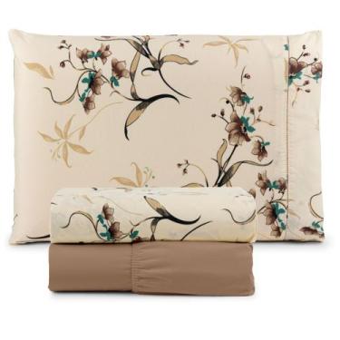 Imagem de Jogo de Lençol Solteiro 3 Peças Estampado 100% Algodão 180 Fios - DEMA