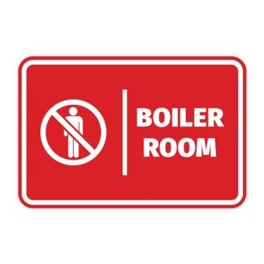 Imagem de Signs ByLITA Placa de parede ou porta de sala de caldeira emoldurada clássica fácil instalação | Saúde e segurança | Placa de construção e hospitalidade (vermelha) - pequena