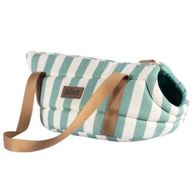 Imagem de Bolsa transporte aberta para pet Estilo listras - Lilica Pet, Verde, G