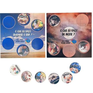 Imagem de Jogo Minha Rotina Diária Tarefas Dia E Noite Em Mdf Placa