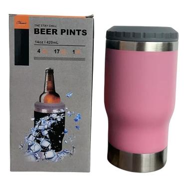 Imagem de Copo Térmico 420Ml Aço Inox: Cerveja Gelada Por 4H - Rosa