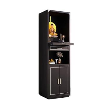 Imagem de Mandir Gabinete de oferta de riqueza de luxo moderno, com decoração de metal, armário de nicho de buda, altar de santuário