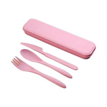 Imagem de Conjunto De Talheres Portátil Com Estojo, Faca, Garfo E Colher Para Es