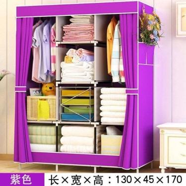 Imagem de Guarda Roupa Prateleiras Portatil Armario Arara Cabideiro Prateleira Organizador Brinquedos Cor:azul