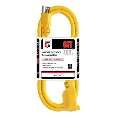 Imagem de Cabo de extensão externo EP 6 pés 12/3 SJTW 15A 125V UL Amarelo