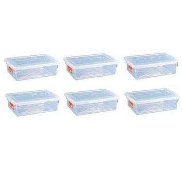 Imagem de 6 Caixas Plásticas Com Tampa Organizadora Multi Uso 5 Litros - Pleion