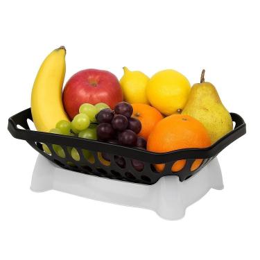 Imagem de Fruteira De Mesa Cesto Organizador Firenza Frutas Decorativo Bancada Cozinha Sala Multiuso Plastica Preta
