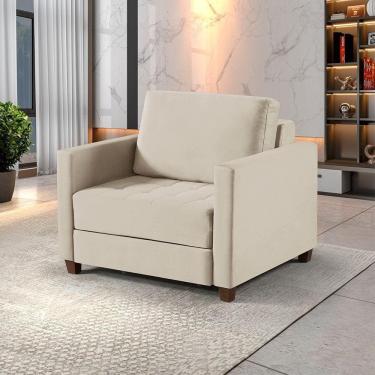 Imagem de Sofá Cama 1 Lugar 100 Solteiro Paris Bege Claro C/ Canela