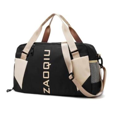 Imagem de Bolsa Mala grande com alça Academia Esportiva porta sapatos Cor:Preto 