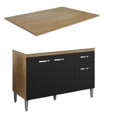 Imagem de Balcão Organizador Gabriela 120mt 3 portas 1 gaveta com Tampo MDP Amên