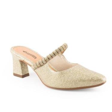 Imagem de Mule Mississipi de Salto Bloco Metalizado Feminino MF872-Feminino