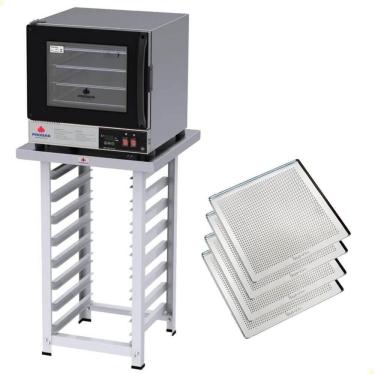 Imagem de Kit Forno Turbo Elétrico Progás Plus Digital 110V Com Mesa Prp-004 E 4 Bandejas Imeca