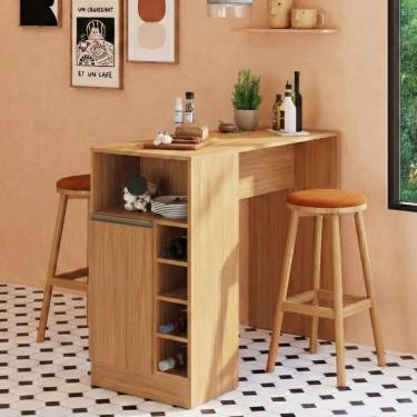 Imagem de Bancada Balcão/ilha De Cozinha Gourmet 1 Porta E Adega Menu Móveis Freijó