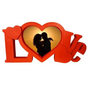 Imagem de Porta Retrato De Mesa Love Amor Moldura Foto Casal - 3D Think BR, Verm